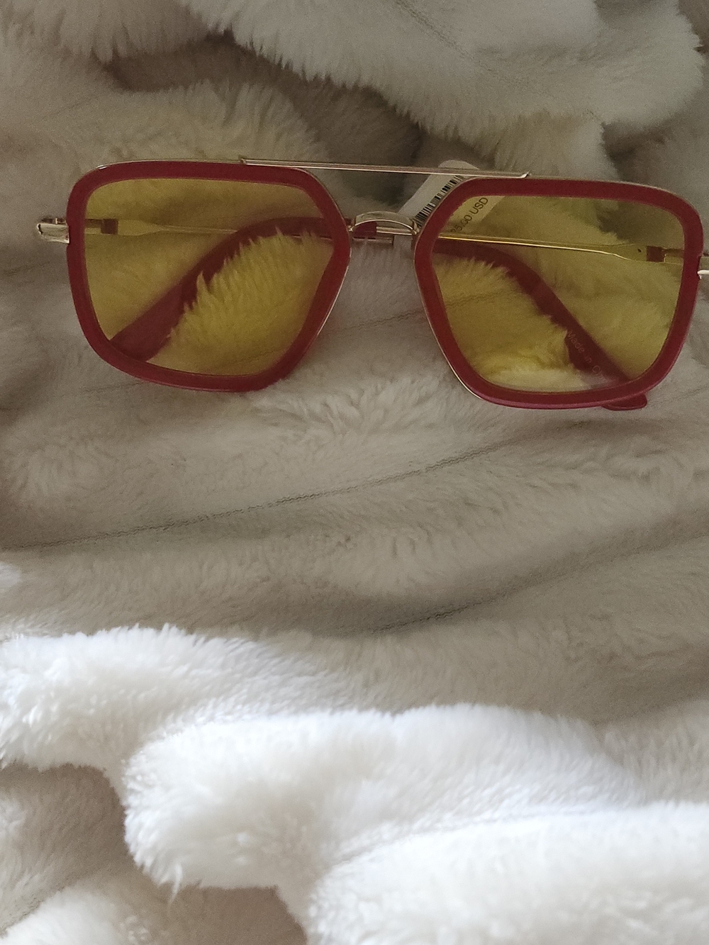 Free People Red Frame Yellow Lens Sunglasses